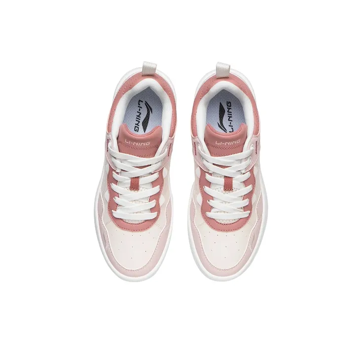LINING Skateboard Shoes Women's Low Top Peach Pink/Apricot Pink/Windblown Sand Pink-3