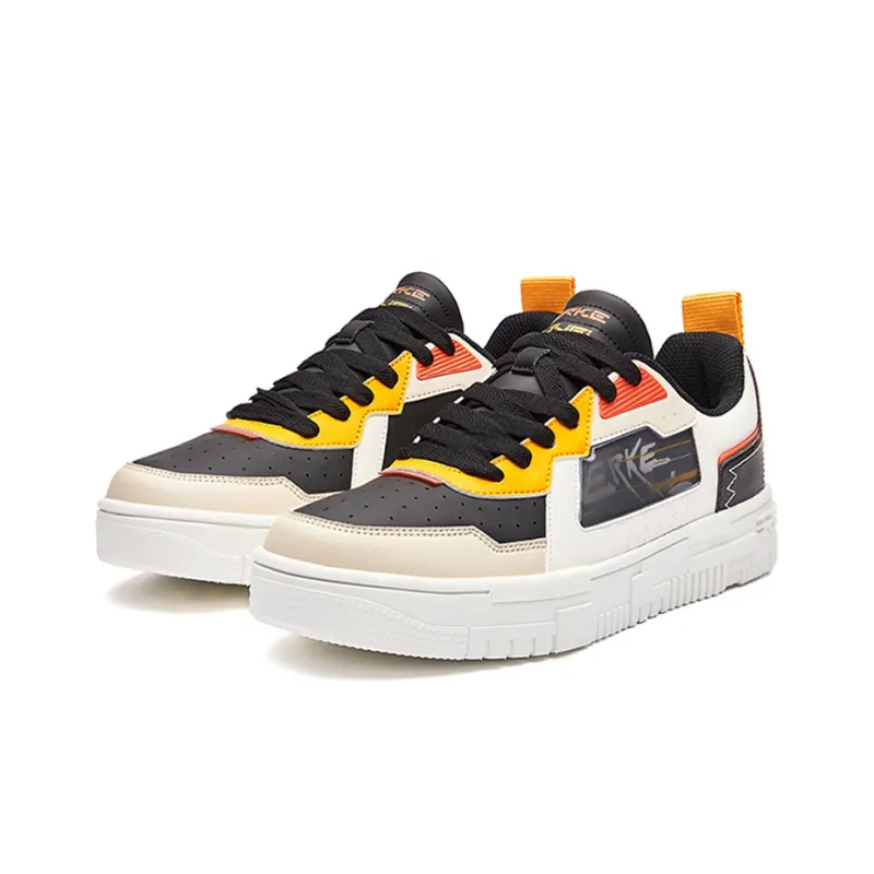 Erke Shimmer Slip Resistant Cushioning Wear Resistant Low Top Skateboard Shoes Men's Black Yellow-1