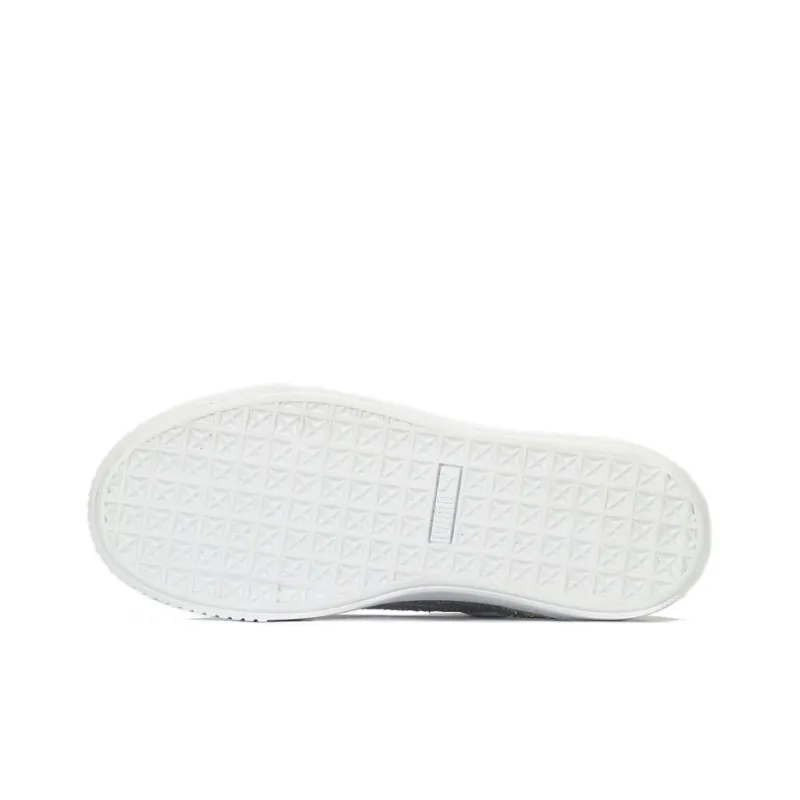 PUMA Basket Skateboard Shoes Women's Low-Top White/Silver-4
