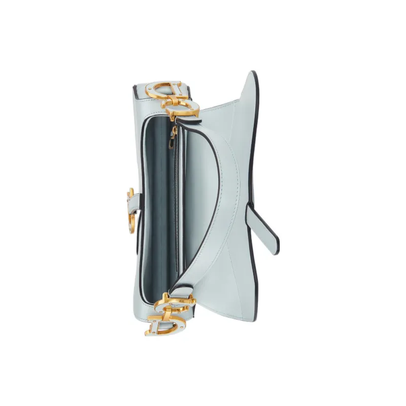 DIOR Smooth Cow Leather Saddle Bag, Shoulder Bag, Crossbody Bag, Handbag Women's Blue-4