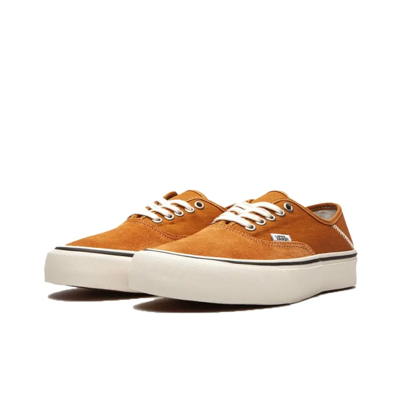 Vans Authentic Anti-Slip And Wear-Resistant Breathable Low-Top Skateboard Shoes Unisex Brown Yellow-1