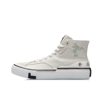 LiNing Wave Canvas Hi Anti Slip Wear Resistant Lightweight Breathable High Top Skateboard Shoes Women's Cloud Rain Gray