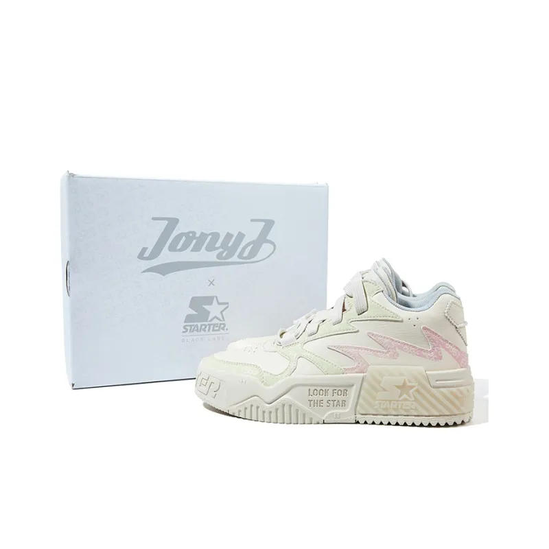 Jony J x STARTER Anti Slip And Wear Resistant Lightweight Low Top Skateboard Shoes Men's White Pink Blue-7