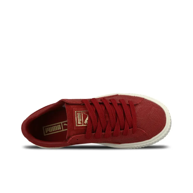 PUMA Platform Euphoria Lightweight Balance Low-Top Skateboard Shoes Women's Red White-2