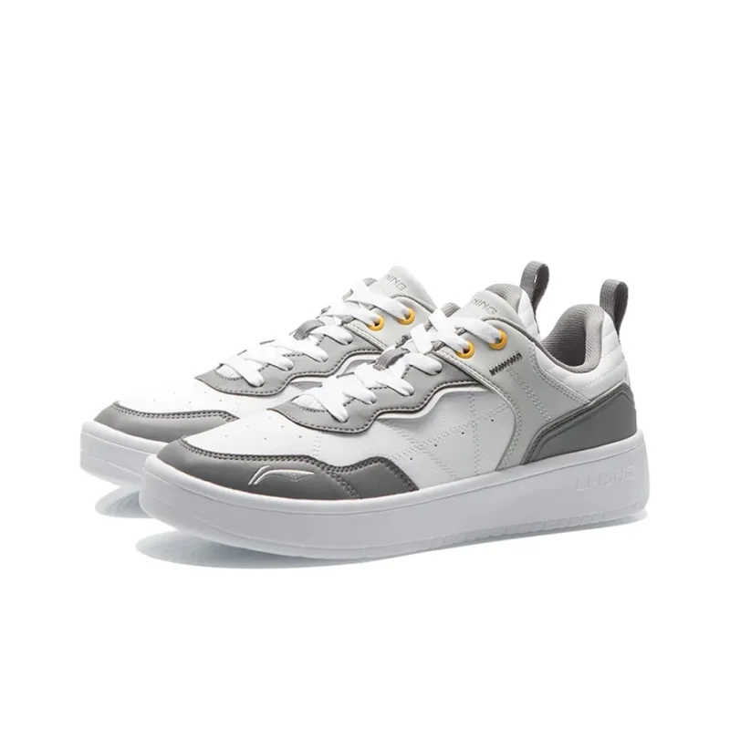 LiNing The Beginning Of The Line Walking The Path Durable Breathable Low Top Skateboard Shoes White Gray-2