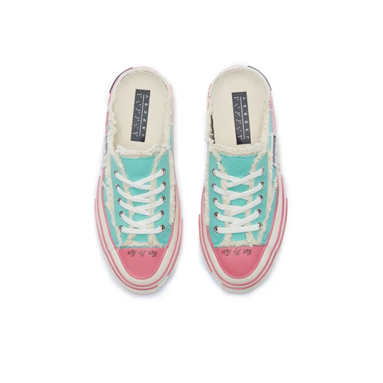 VESSEL G.O.P. Slip On Blue Anti Slip And Wear Resistant Lightweight Low Top Skateboard Shoes Unisex Blue Pink-5