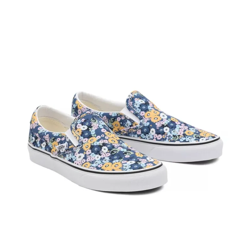 Vans Floral Classic Slip On 'Blue Yellow' Women's-2