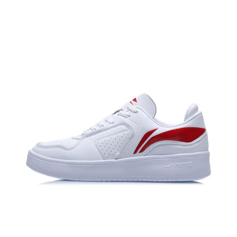 LiNing Street Player Anti Slip Wear Resistant Low Top Skateboard Shoes Men's White Red-0