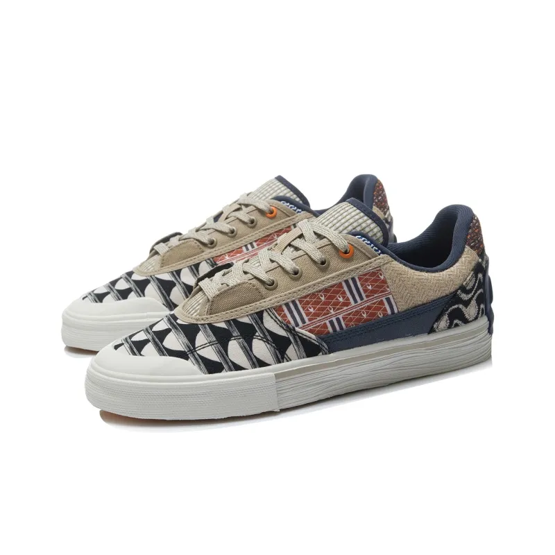 LiNing Wear-resistant Lightweight Breathable And Non-slip. Low-Top Skateboard Shoes Men's White Blue Brown-2