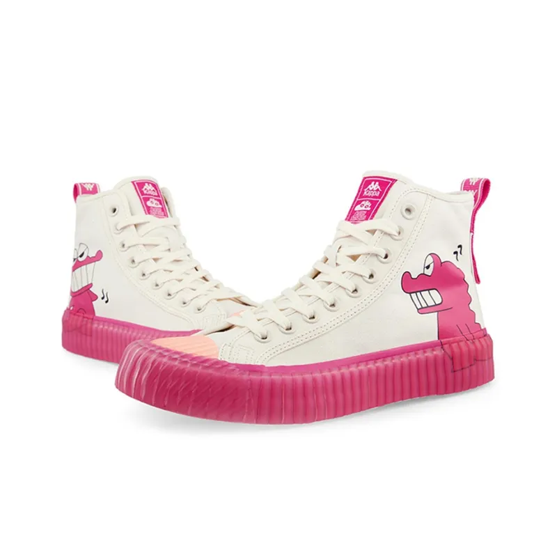 Kappa High Top Skateboard Shoes Unisex White Pink-3