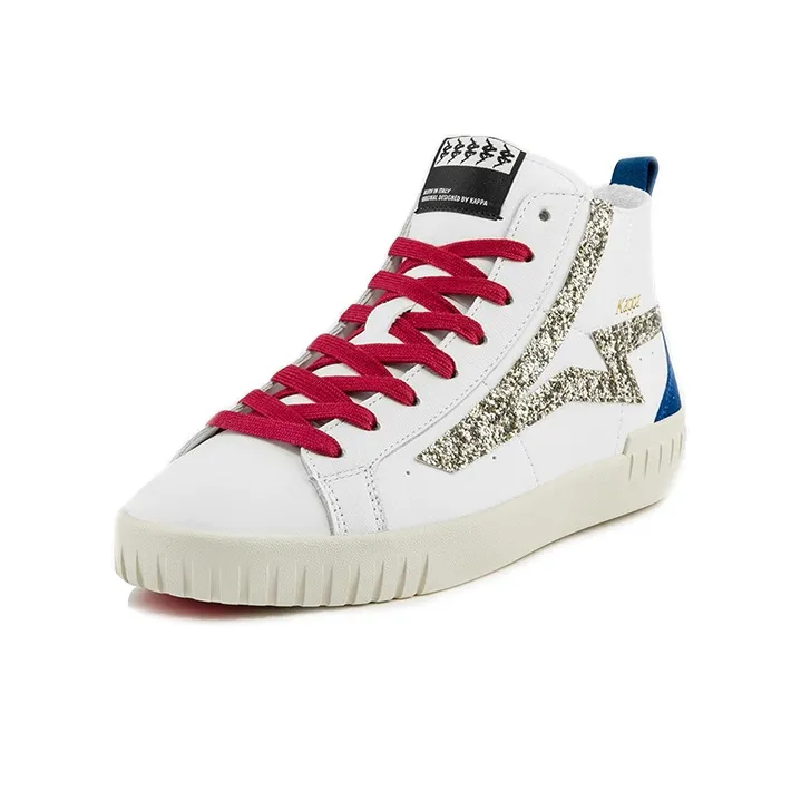 Kappa Anti Slip And Wear Resistant Height Increasing Coverage Mid Top Skateboard Shoes Women's White Gold-1