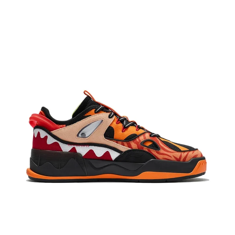 LiNing CF Anti-Slip Wear-Resistant Low-Top Skateboard Shoes Men's Black Orange-1