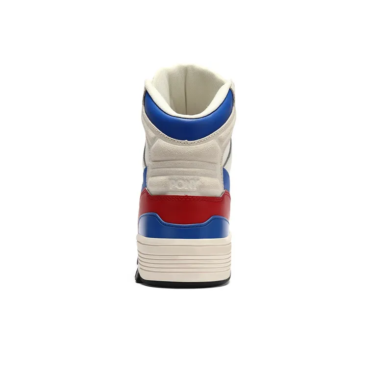 PONY M 100 Abrasion Resistant High Top Skateboard Shoes Unisex White Red-4