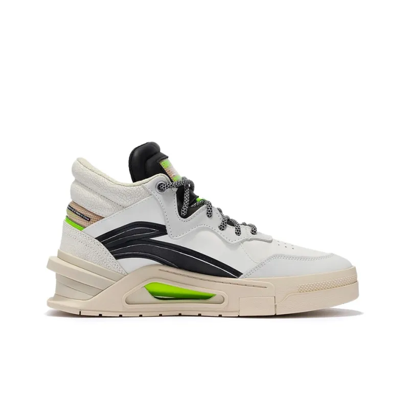 LiNing Wave PREMIUM Anti Slip Wear Resistant Mid Top Skateboard Shoes Men's White-1