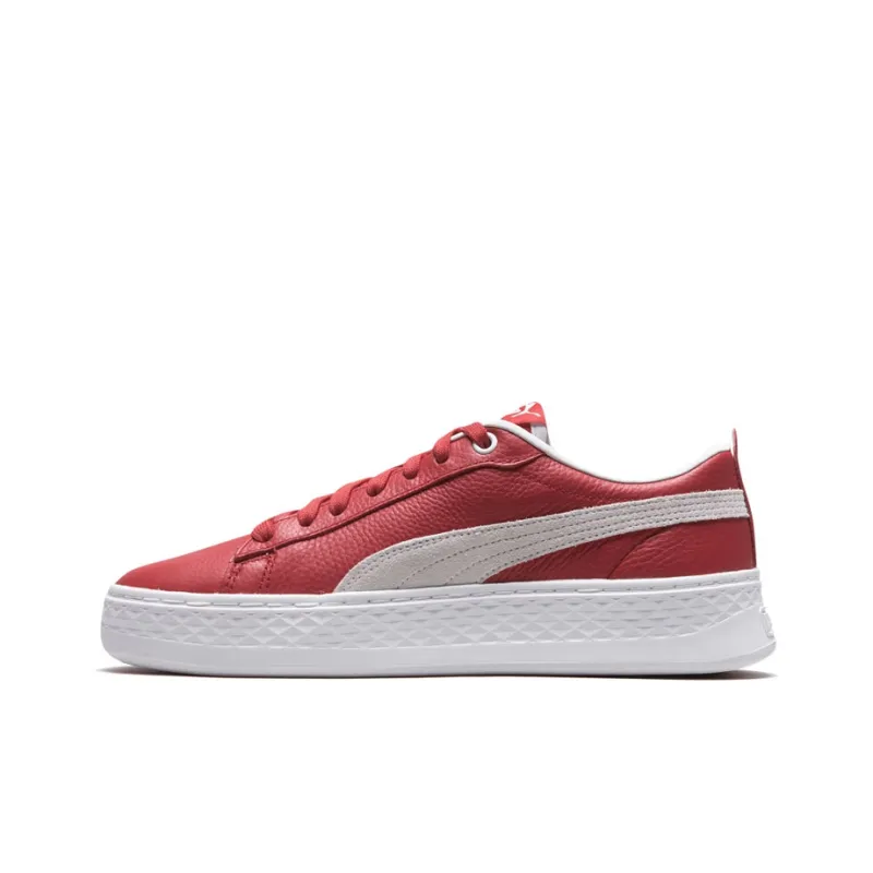PUMA Smash Platform L Low Tops Retro Casual Skateboarding Shoes Red Women's-0