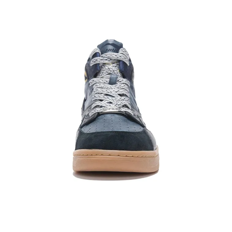 LiNing 937 Durable Lightweight And Breathable High Top Skateboard Shoes Men's Black Blue-4