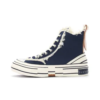 VESSEL Highs Navy Anti Slip Wear Resistant High Top Skateboard Shoes Unisex Blue White