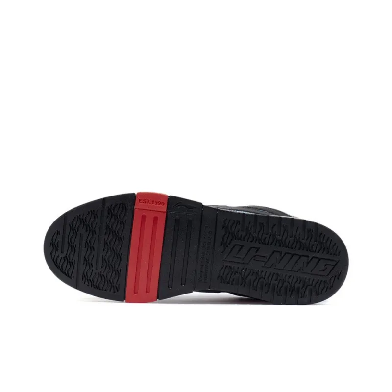 LiNing Wave Pro Anti-Slip And Wear-Resistant Lightweight Low-Top Skateboard Shoes Men's Black Red Yellow-4