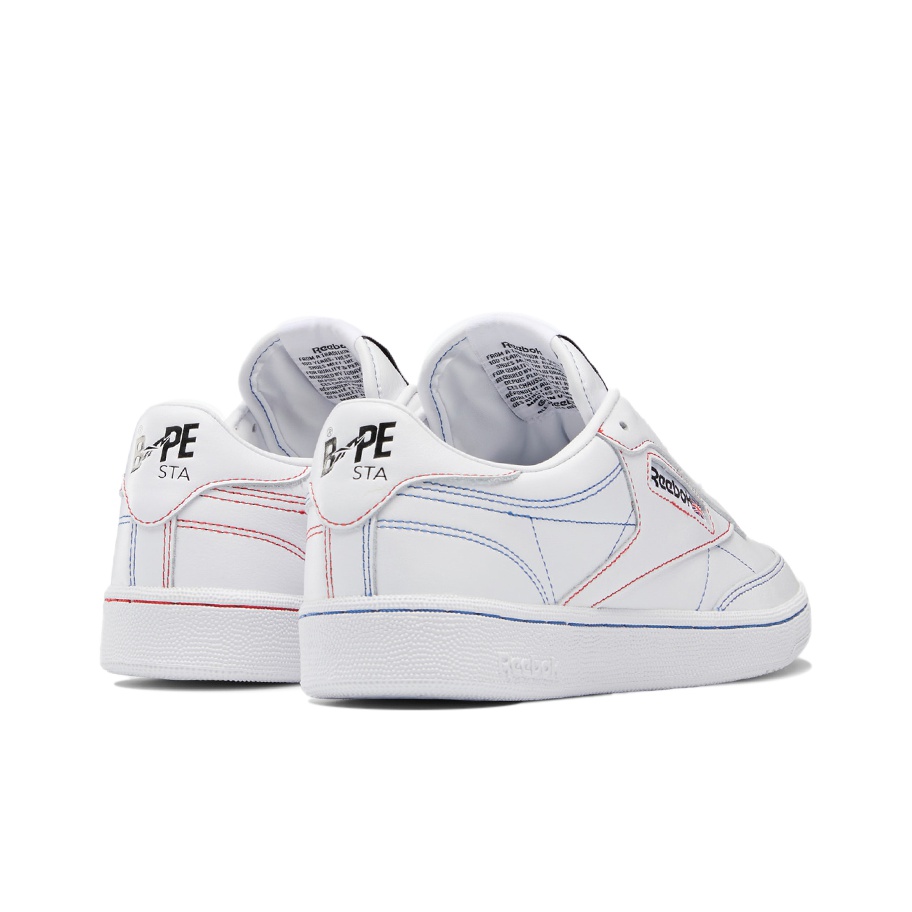 Reebok Club C 85 Bape White Contrast Stitch US M 8 - POIZON