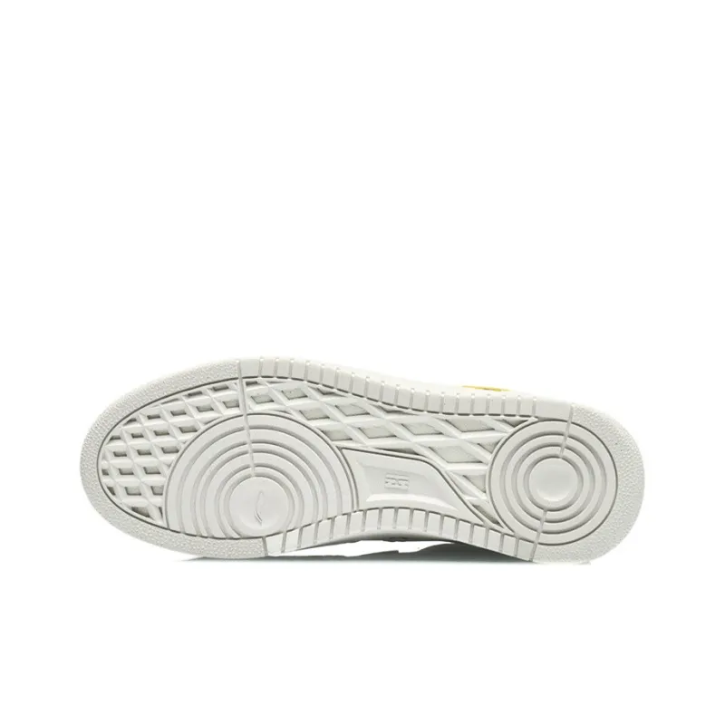 LiNing Anti Slip Wear Resistant Low Top Skateboard Shoes Men's White Yellow-4