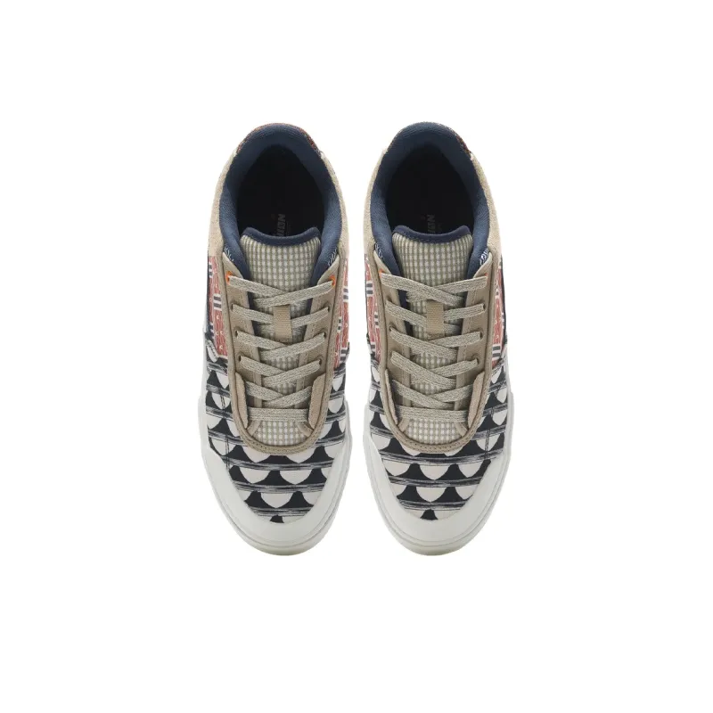 LiNing Wear-resistant Lightweight Breathable And Non-slip. Low-Top Skateboard Shoes Men's White Blue Brown-3