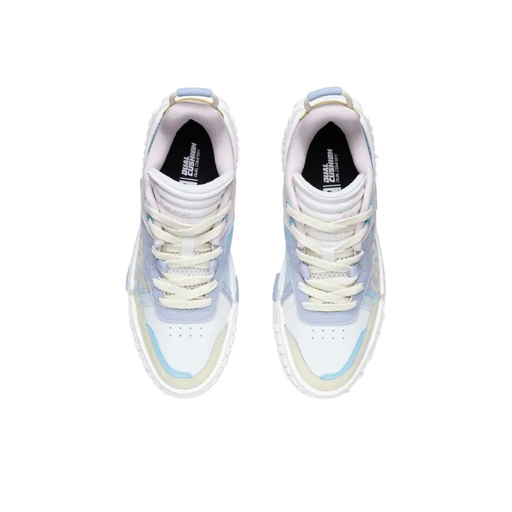 LiNing 001 UNBLOCK Anti-Slip Wear-Resistant Low-Top Skateboard Shoes Women's White Blue Pink-3