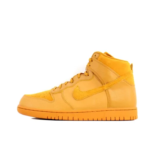 Nike Dunk Skateboard Shoes Women's High-Top Yellow