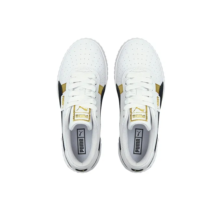 PUMA Cali Wear resistant And Lightweight Low Top Skateboard Shoes Women's Black White Gold-2