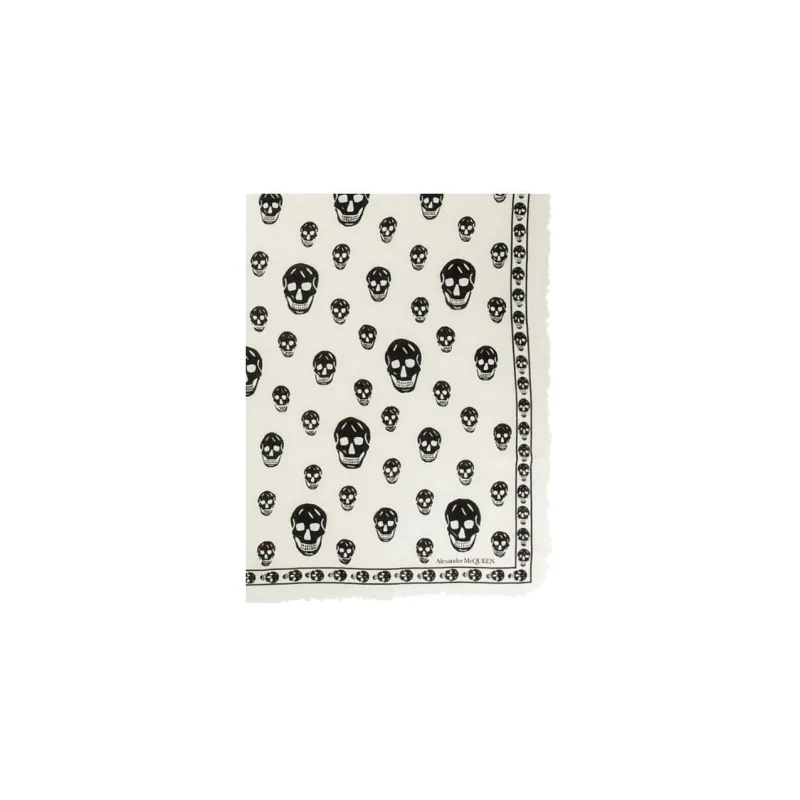 Alexander McQueen Skull Printed Fringed Scarf-0