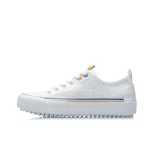DISHINI x LiNing Durable Breathable Low-Top Skateboard Shoes Women's White