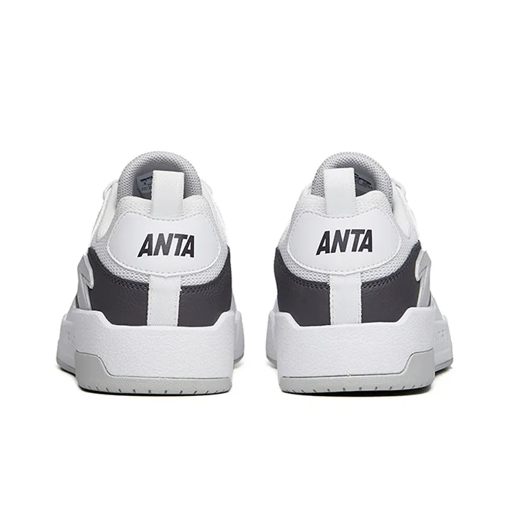 Anta Slip Resistant, Abrasion Resistant, Lightweight Low Top Skateboard Shoes Men's Gray White-3