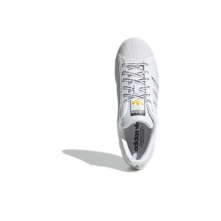Superstar Adidas Originals 'Logo Stripes White Bright Green'-4