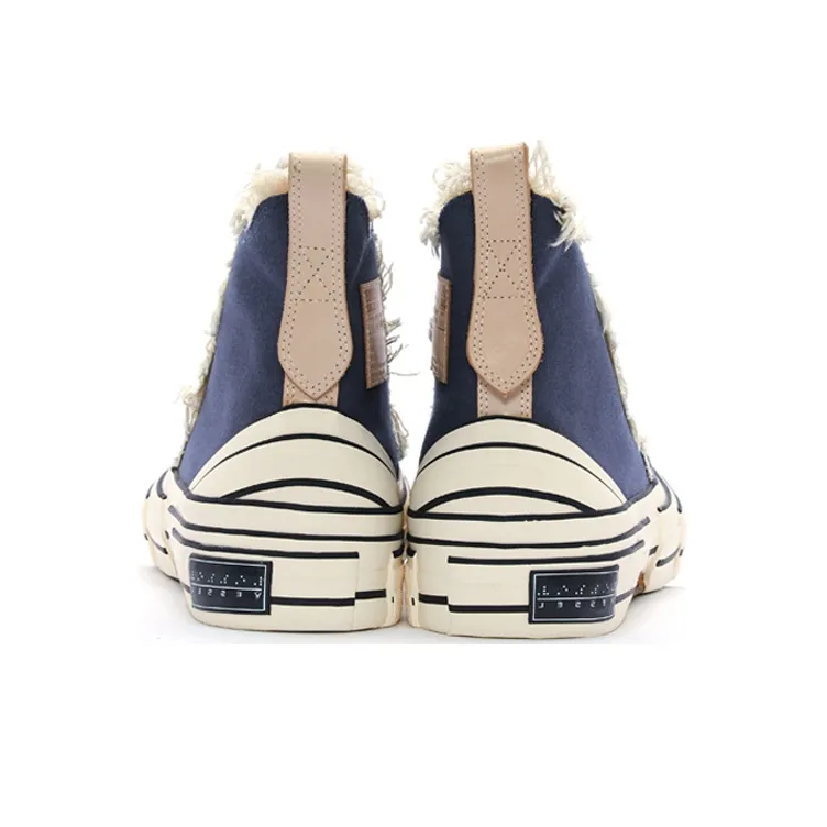 VESSEL Highs Navy Anti Slip Wear Resistant High Top Skateboard Shoes Unisex Blue White-3