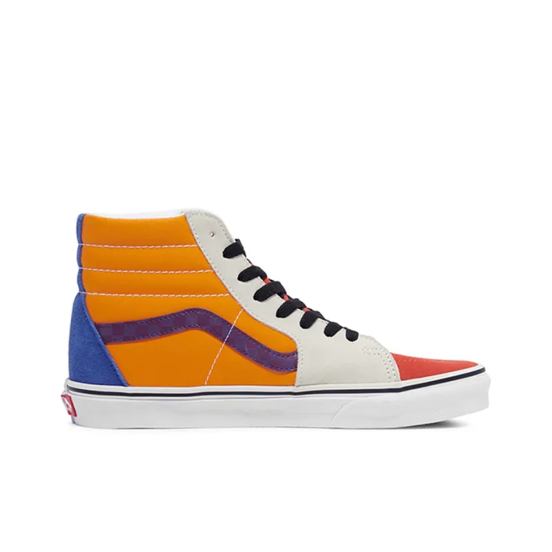 Vans SK8 HI Retro High Top Casual Skate Shoes Unisex Yellow Purple Splicing 'Yellow Purple Blue'-1