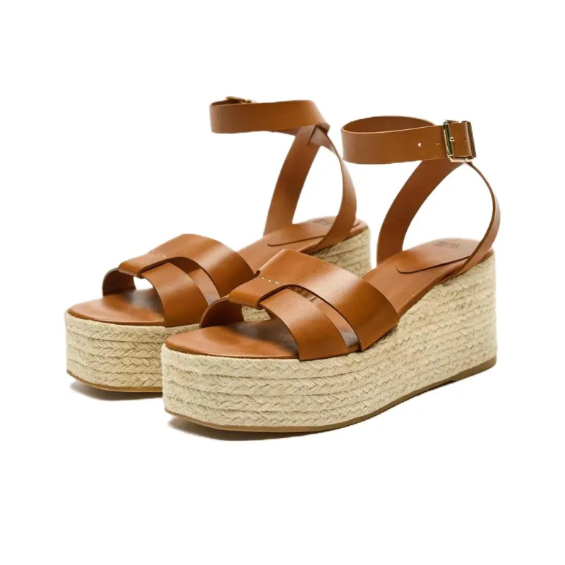 ZARA Strap Sandals Women's Brown-1