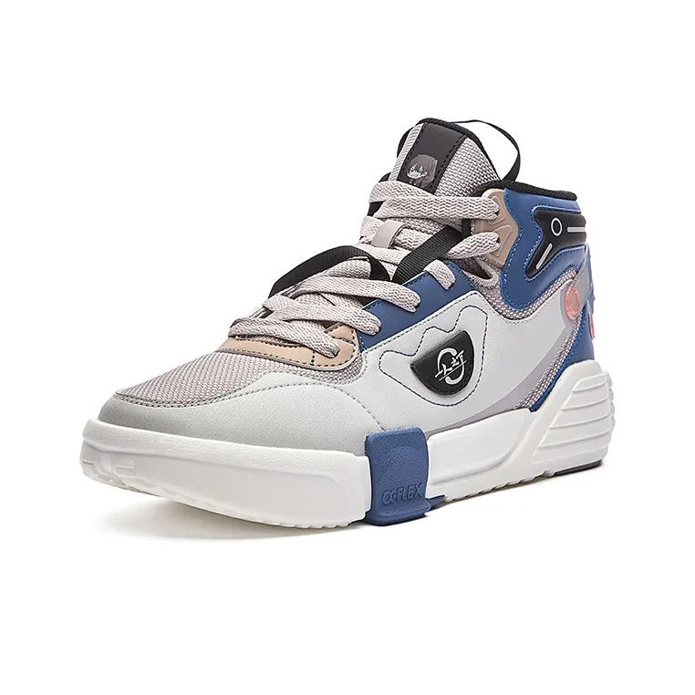 Erke Abrasion Resistant Slip Resistant Mid Top Skateboard Shoes Men's Gray-2