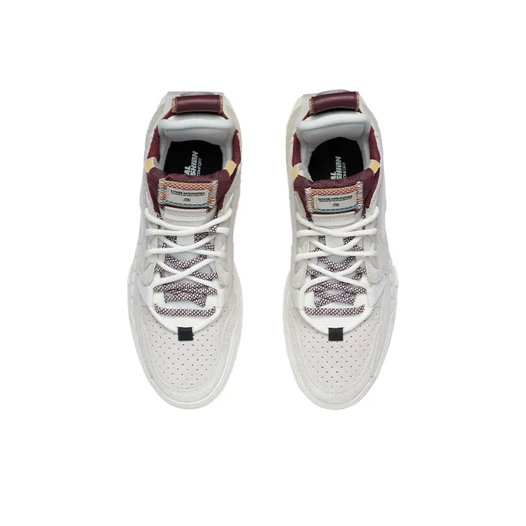 LiNing Enlightenment Slip Resistant, Abrasion Resistant, Lightweight Mid Top Skateboard Shoes Women's Snow White-2