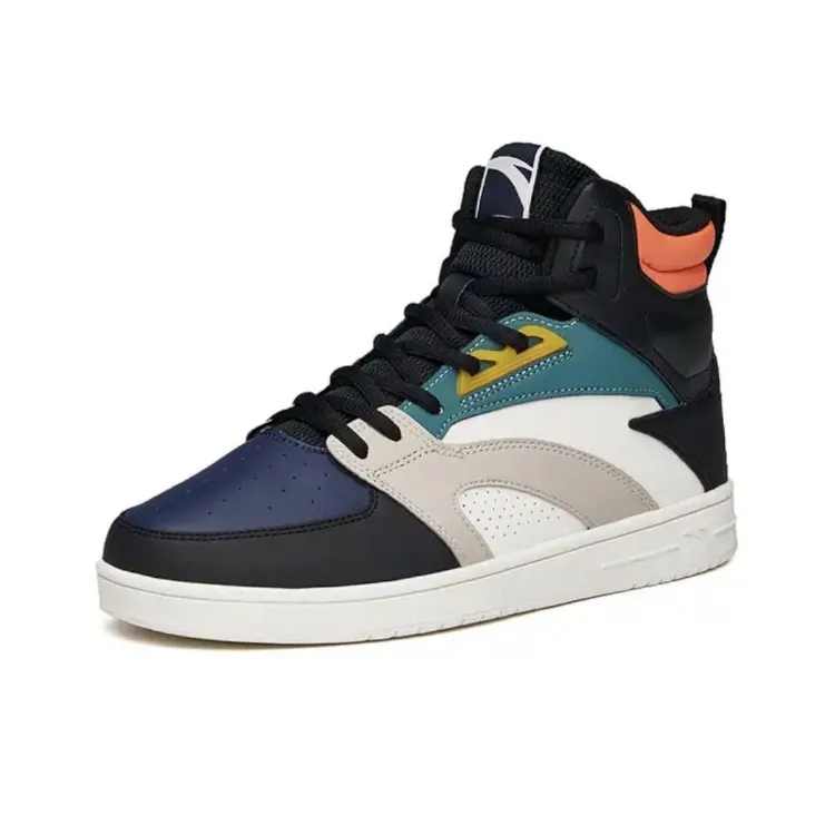 Anta Life Collection Slip Resistant, Abrasion Resistant, Lightweight High Top Skateboard Shoes Men's Black Blue White-2