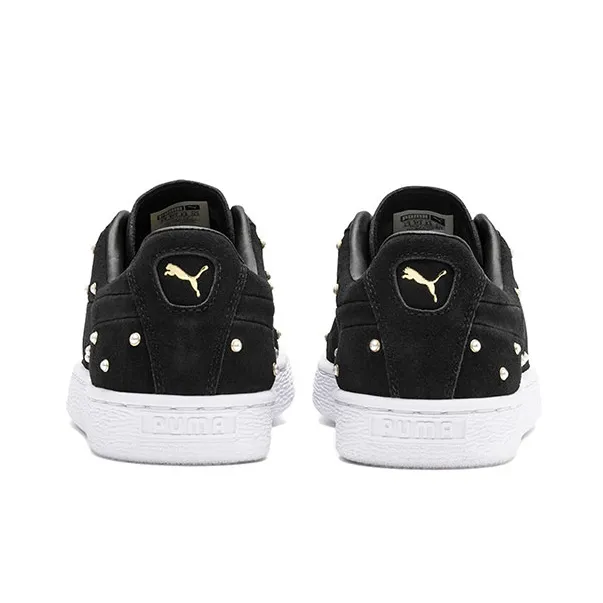 PUMA Pearl Studs Suede 'White Black Gold' Women's-4