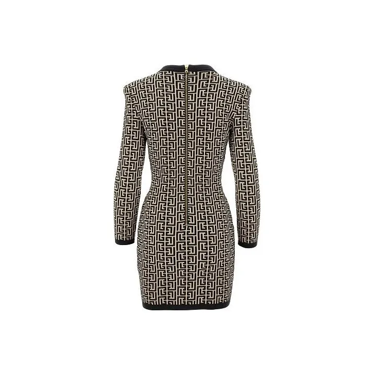BALMAIN Monogram print Wool blend Dress-1