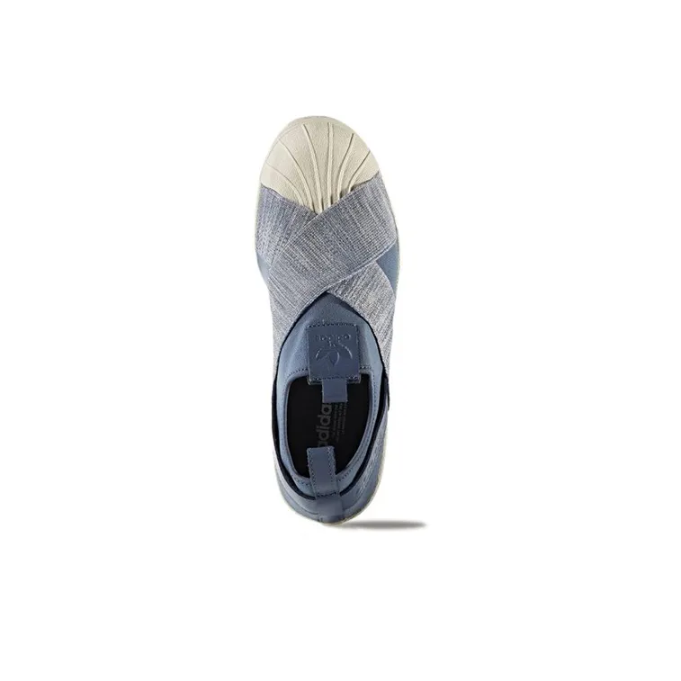 Adidas Originals Superstar Slip on Abrasion Resistant Low Top Skateboard Shoes Women's Denim Blue-4