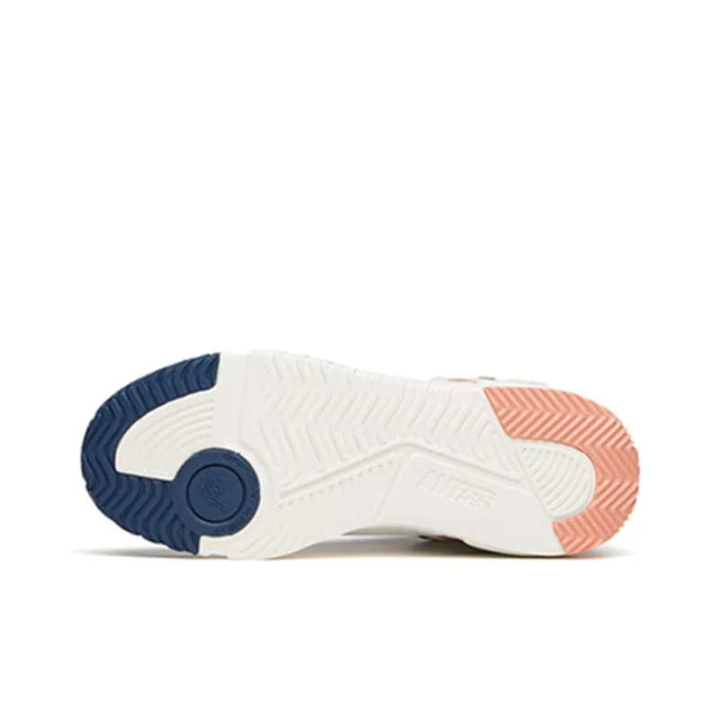 Anta Life Collection Flame Anti Slip Wear Resistant High Top Skateboard Shoes Women's White Blue-5