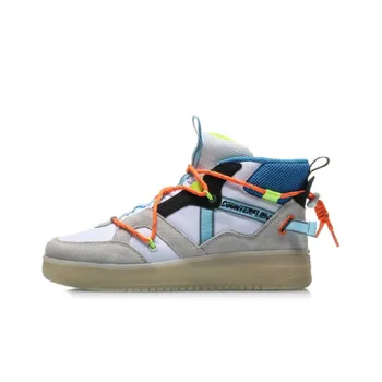 LiNing CF Hunter Anti Slip Wear Resistant High Top Skateboard Shoes Women's White Orange