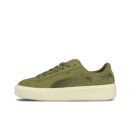 PUMA Suede Skateboard Shoes Women's Low-Top Army Green