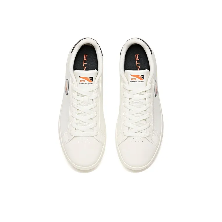 Anta Life Collection Cushioning Wear Resistant Low Top Skateboard Shoes Men's Ivory White-2
