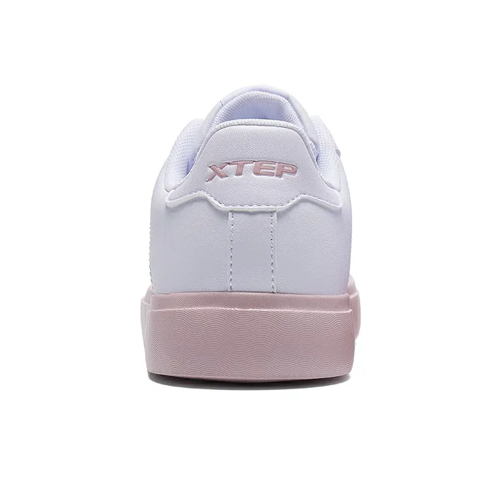 XTEP Coverage Anti Slip Wear Resistant Lightweight Breathable Low Top Skateboard Shoes Women's White Soft Powder-2