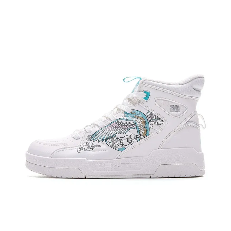 Anta Life Collection High Top Skateboard Shoes Women's White Blue-0