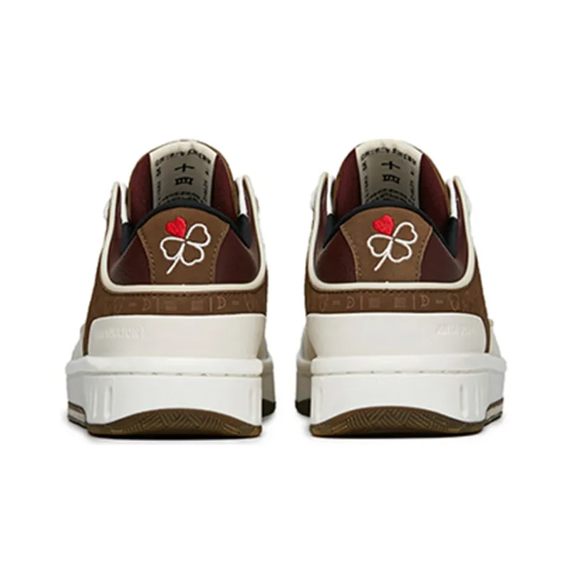 Anta Low Top Skateboard Shoes Women's White Brown Valentine's Day Limited Edition Carved In The Heart-4