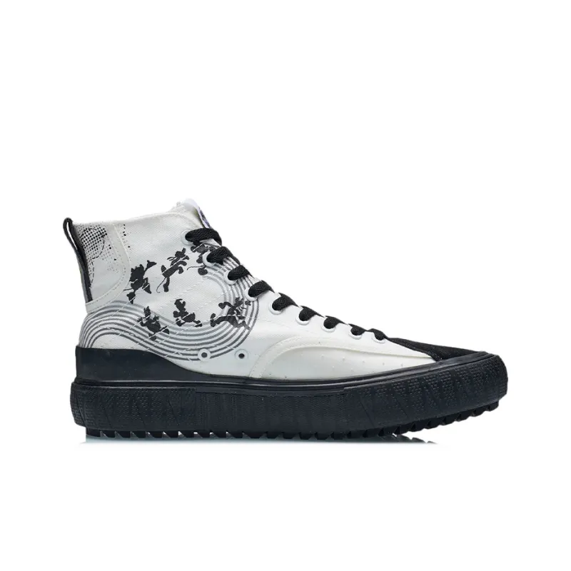 Disney x LiNing Slip Resistant Lightweight Wear Resistant High Top Skateboard Shoes Men's Phantom Black-1