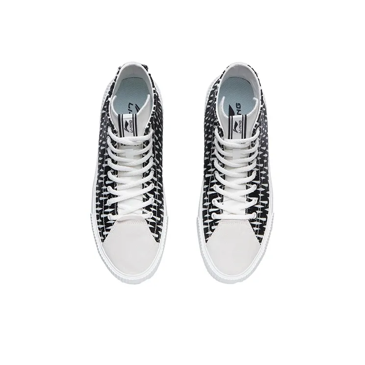 Jason Wu x LiNing CF Tracing Anti Slip Wear Resistant High Top Skateboard Shoes Unisex Black White-3